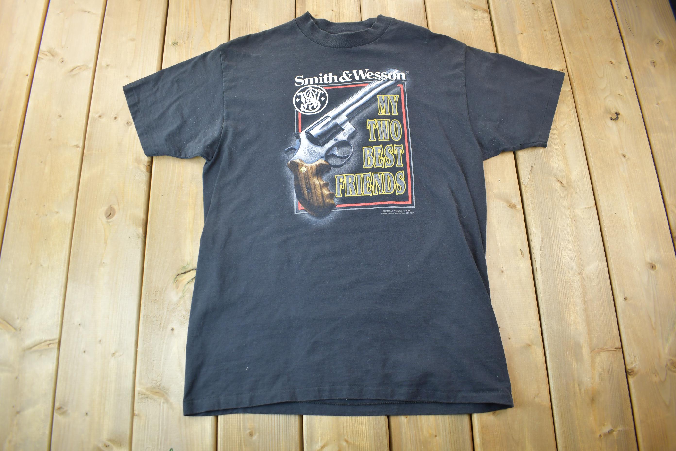 Vintage 1992 Smith & Wesson My Two Best Friends 3D Emblem T-Shirt