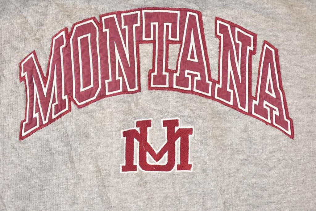 Vintage 1990s Montana University Embroidered Hoodie Sweater Mens L