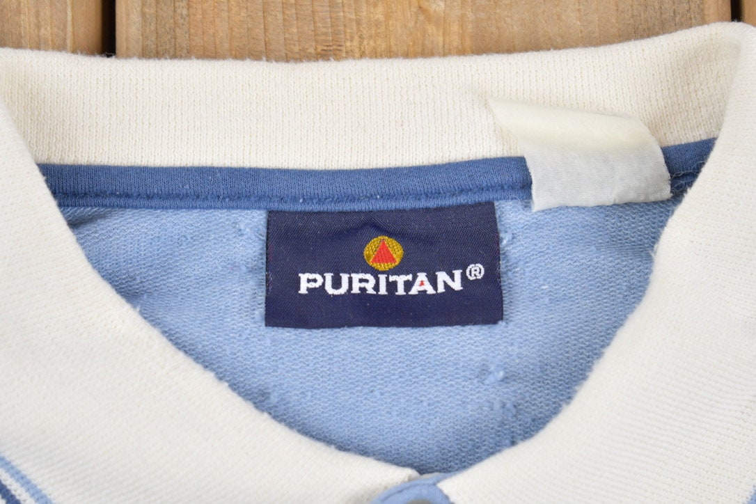 Vintage 1990s Puritan Quarter Button Collared Short Sleeve Sweatshirt