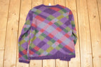 Vintage 1990s Talbots Abstract Hand Knit Mohair Cardigan Sweater Women's L