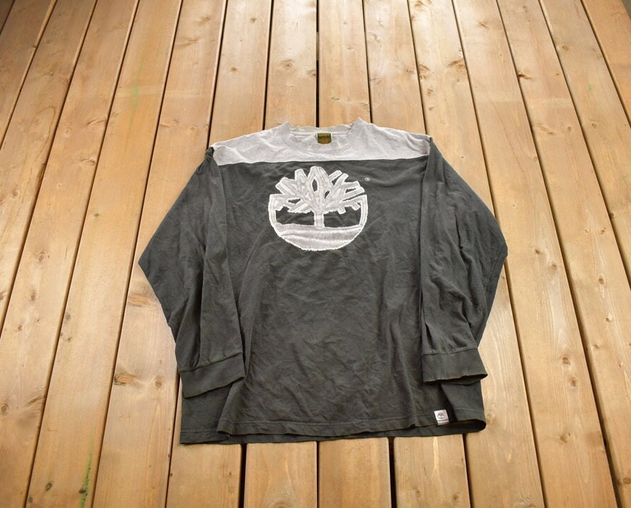 Vintage 1990s Timberland Embroidered Long-Sleeve T-Shirt 90s Crewneck