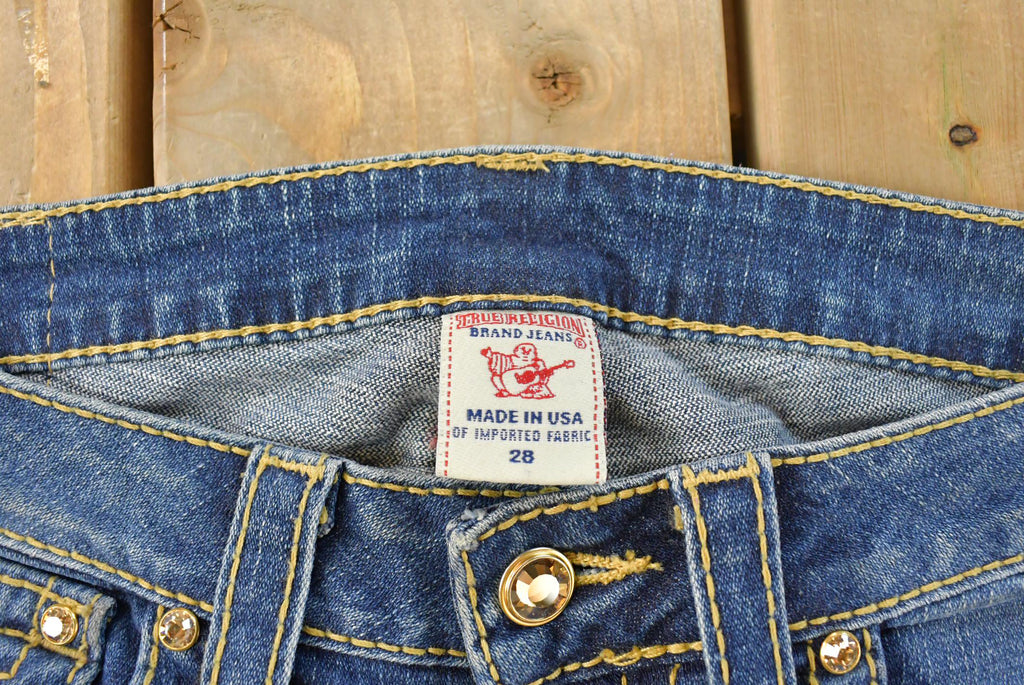 Vintage Y2K True Religion Low Rise Flare Jeans Women's 29 x 31 / Bell Bottom / Y2K Style / Embroidered Jeans / 2000s / Contrast Stitching
