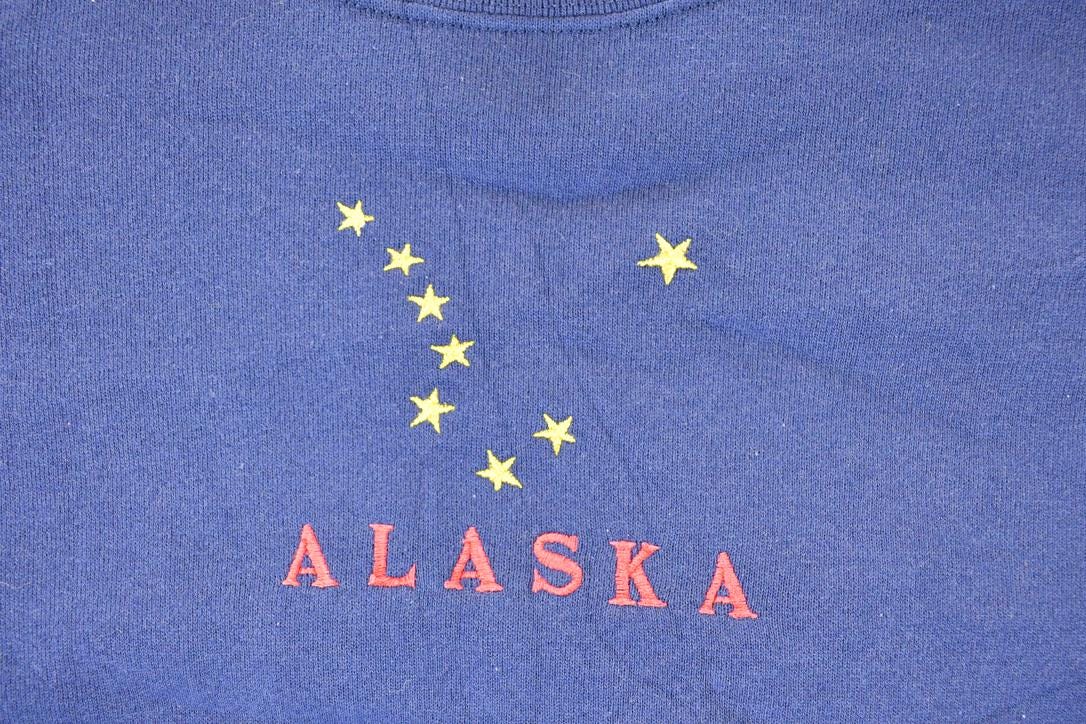 Vintage 1990s Alaska Embroidered Star Map Crewneck Sweatshirt Men's L