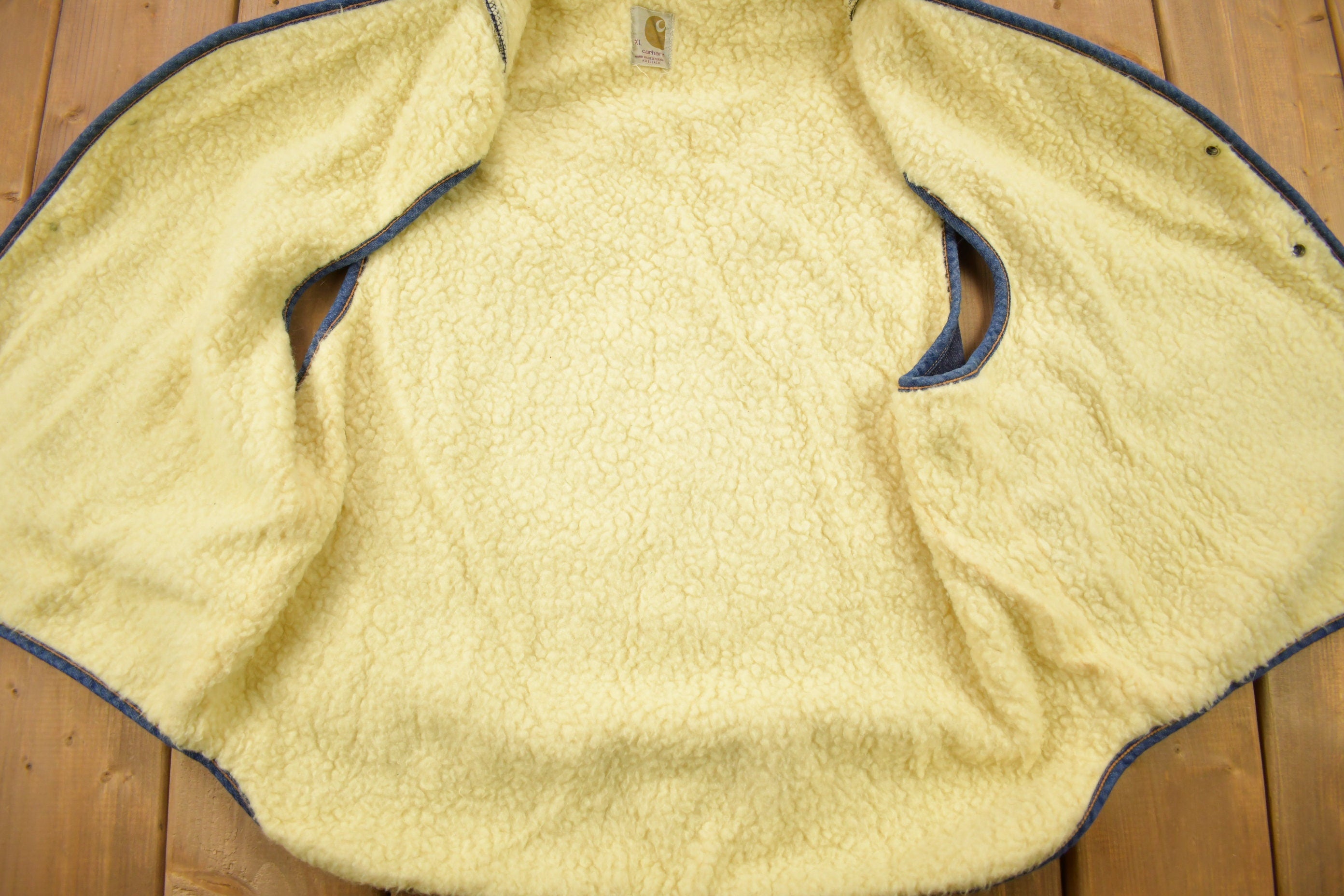 Vintage 1980s Carhartt Sherpa Lined Denim Work Vest Vintage Workwear