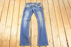 Vintage Deadstock Y2K Grace In LA Hippy Embroidered Bootcut Low Rise Skinny Jeans Women's Size 27 x 32
