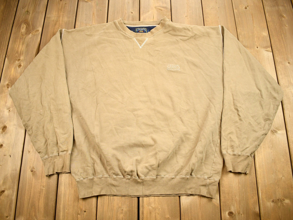 Vintage 1990s Chaps Ralph Lauren Beige Crewneck Sweatshirt
