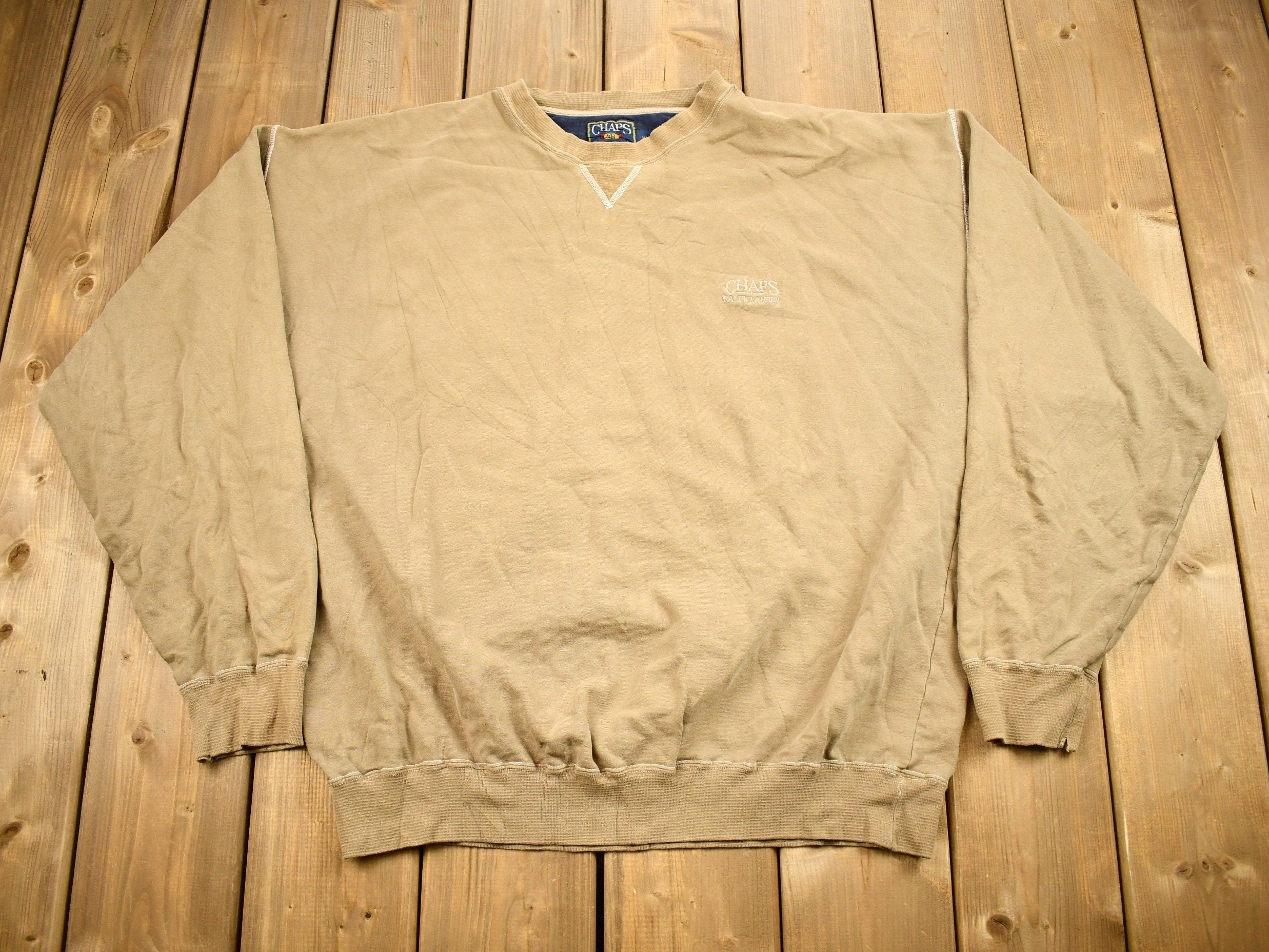 Vintage 1990s Chaps Ralph Lauren Beige Crewneck Sweatshirt