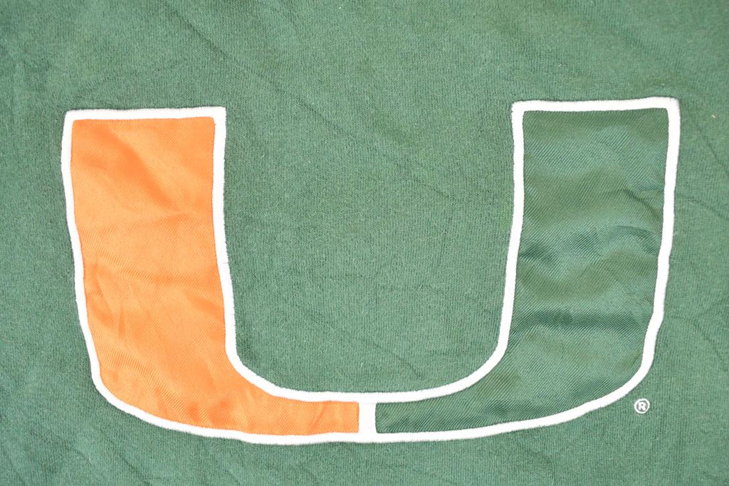 Vintage 1990s Miami Hurricanes Embroidered University Hoodie Sweater Mens L
