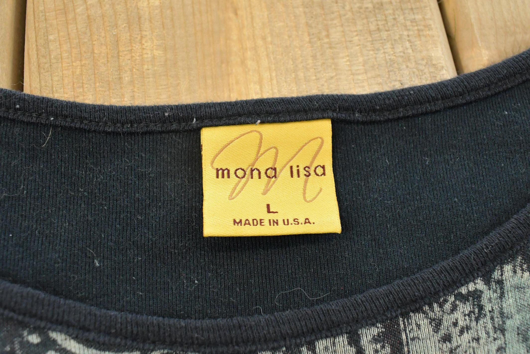 Vintage Y2K Mona Lisa Coffee Rhinestone AOP Long Sleeve T-Shirt Womens XL / 00s Souvenir Tee / 2000s Shirt / Streetwear / Made in USA