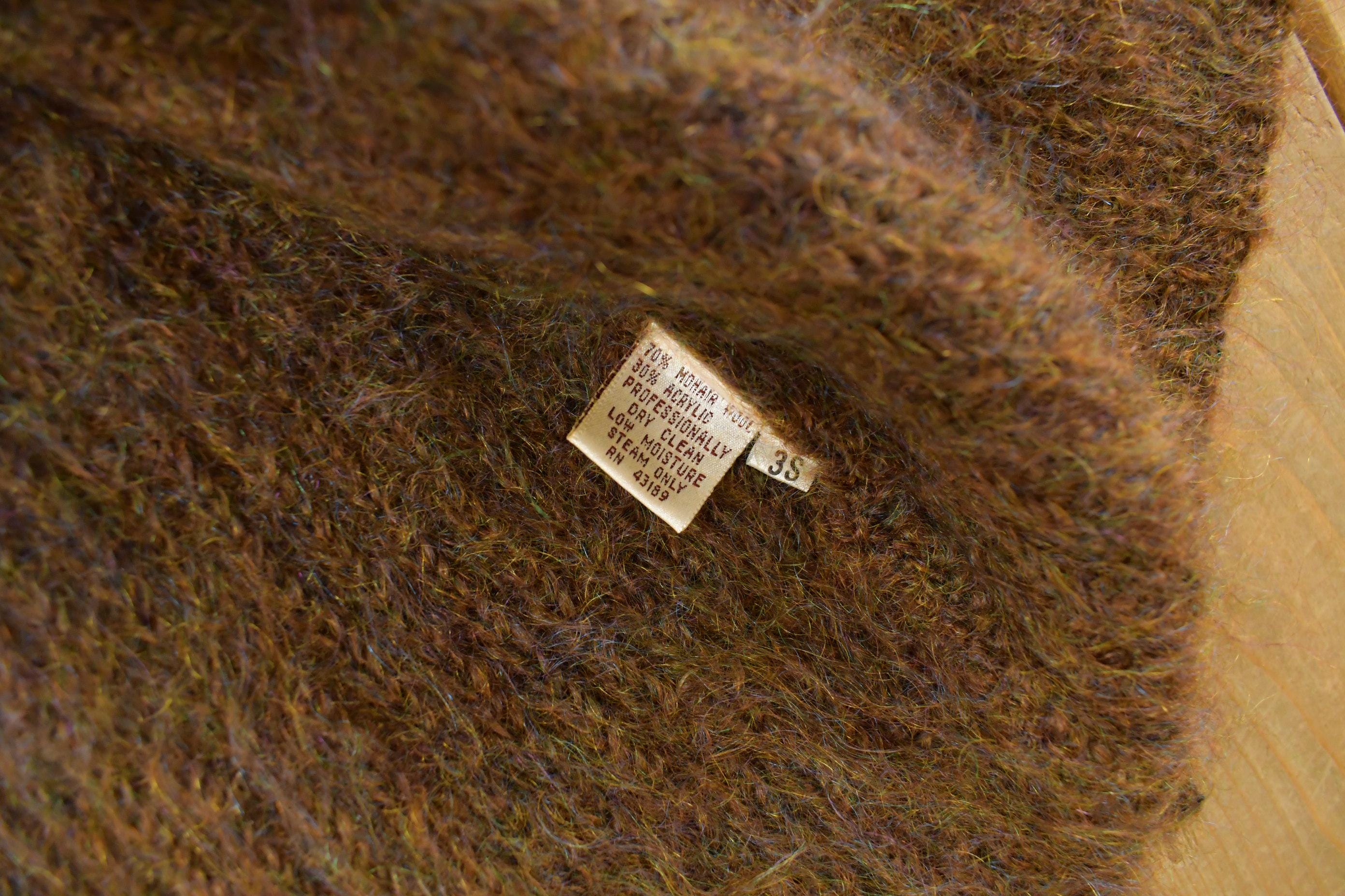 Vintage 1980s Susan Bristol Knit Cardigan Mohair Wool Sweater Women's XL