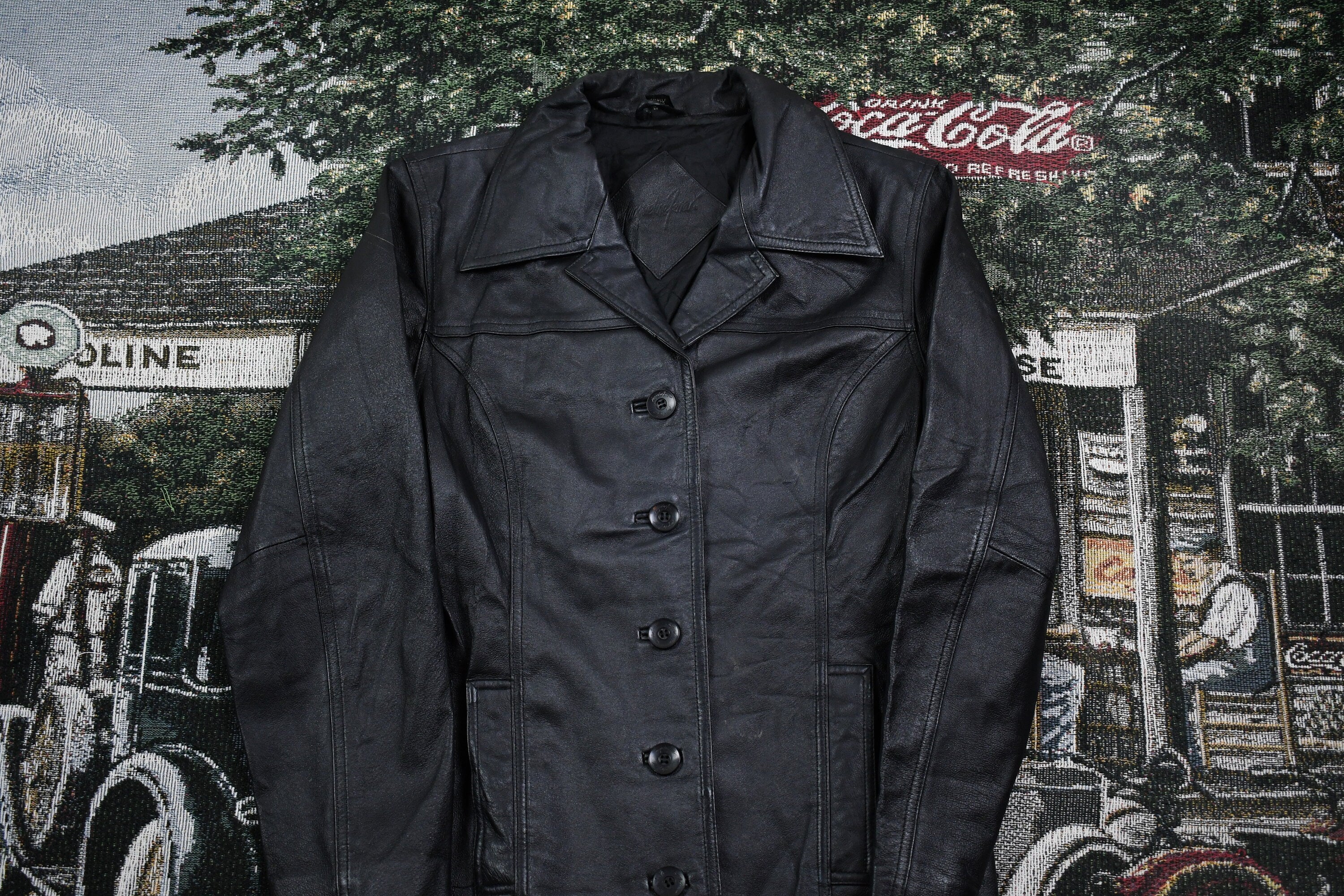 Vintage 1990s Button Up Leather Coat
