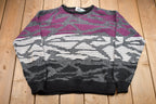 Vintage 1990s Uniform Code Abstract Knitted Sweater  Vintage 90s Crewneck  Pattern Sweater  Outdoor  Made In USA  Pullover Sweatshirt