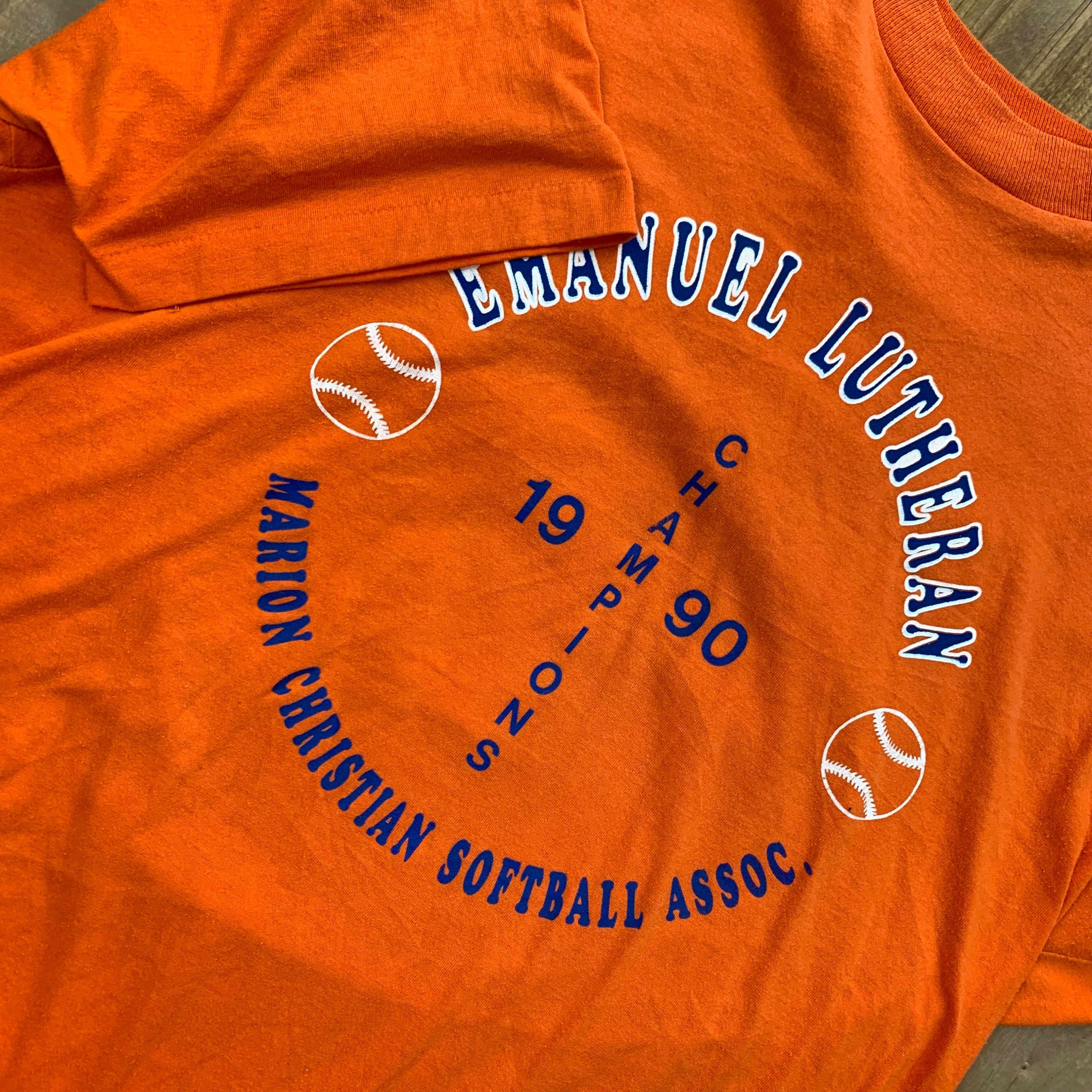 Vintage 1990 Emanuel Lutheran Softball T-Shirt