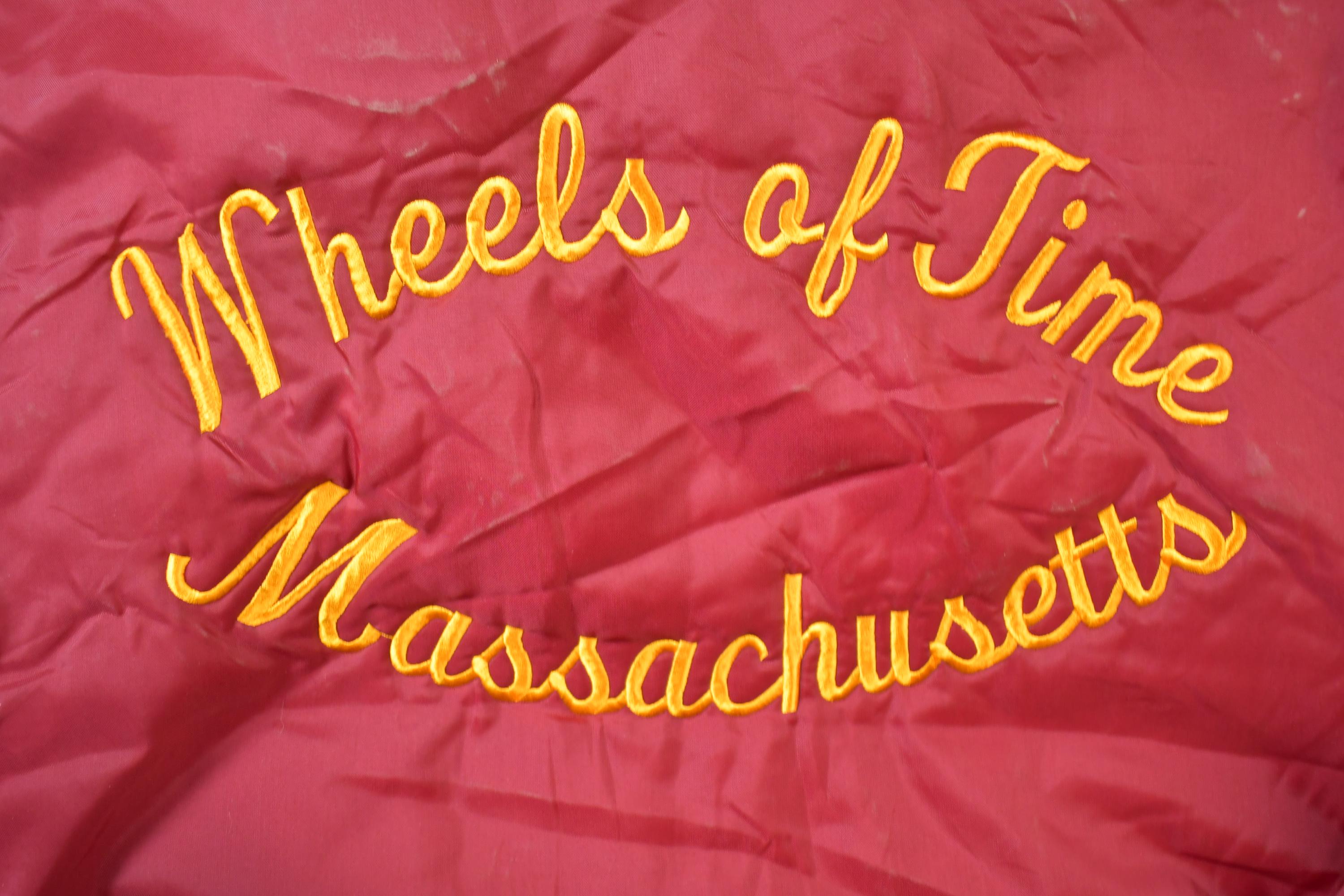 Vintage 1990s Wheels Of Time 71 Nova Massachusetts Embroidered Snap Button Satin Racing Jacket Made In USA