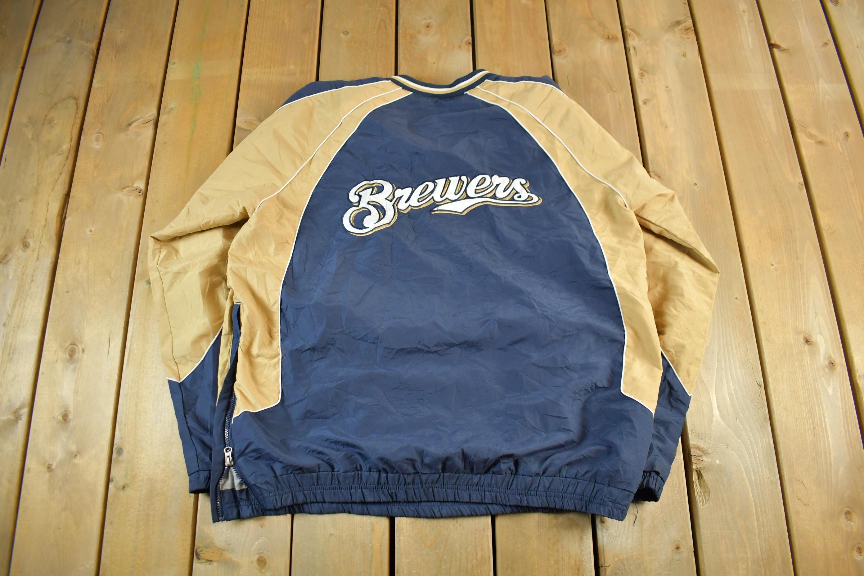 Vintage 2000s Milwaukee Brewers MLB Pull Over Windbreaker Jacket