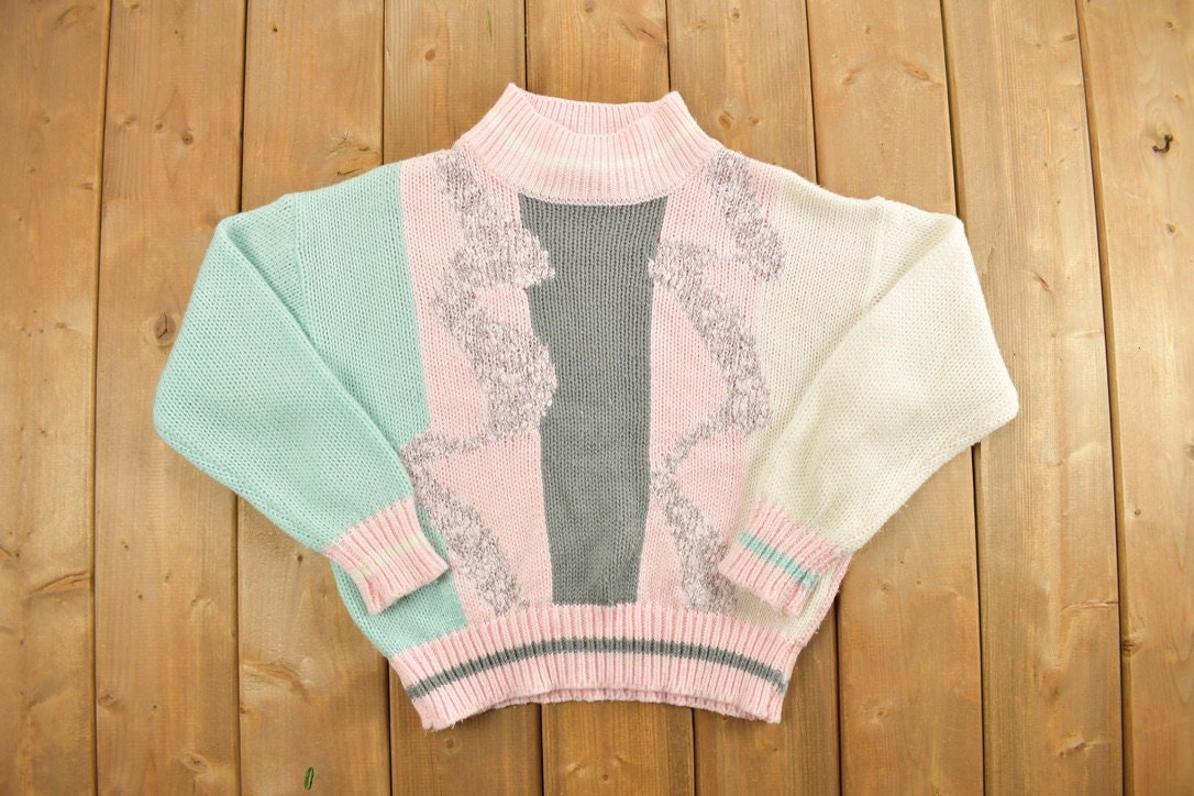 Vintage Spice Of Life Knitted Mock Neck Sweater