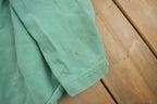 Vintage 1990s Blank Turquoise Flame Resistant Cotton Button Up Shirt