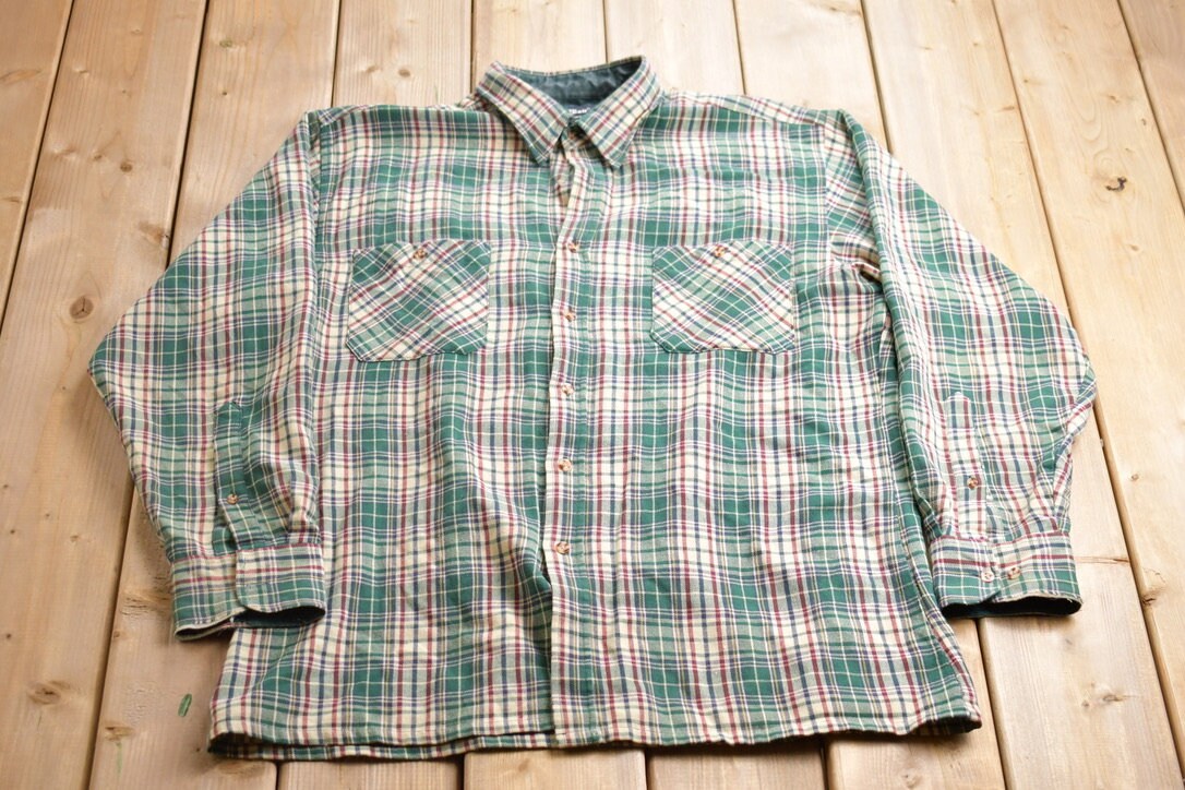 Vintage 1990s John Blair Plaid Flannel Button Up Shirt