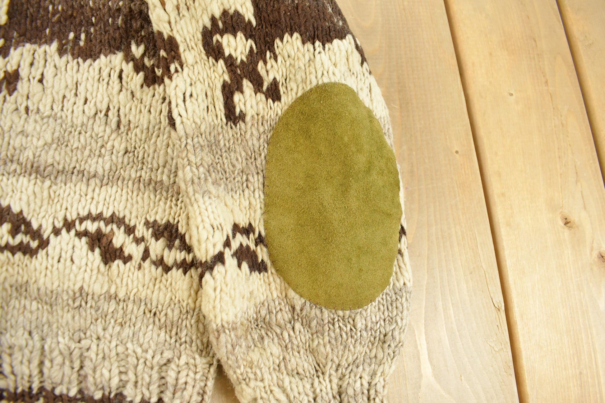 Vintage 1970s Reindeer Full Zip Hand Knit Cowichan Sweater Men's Medium