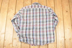 Vintage 1990s Osh Kosh B'gosh Plaid Button Up Shirt Men's L / Preppy Button Up / 90's Dress Shirt