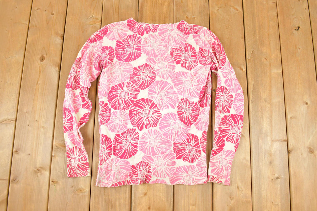 Vintage 1990s Floral Button Up Crewneck Sweatshirt Women's S