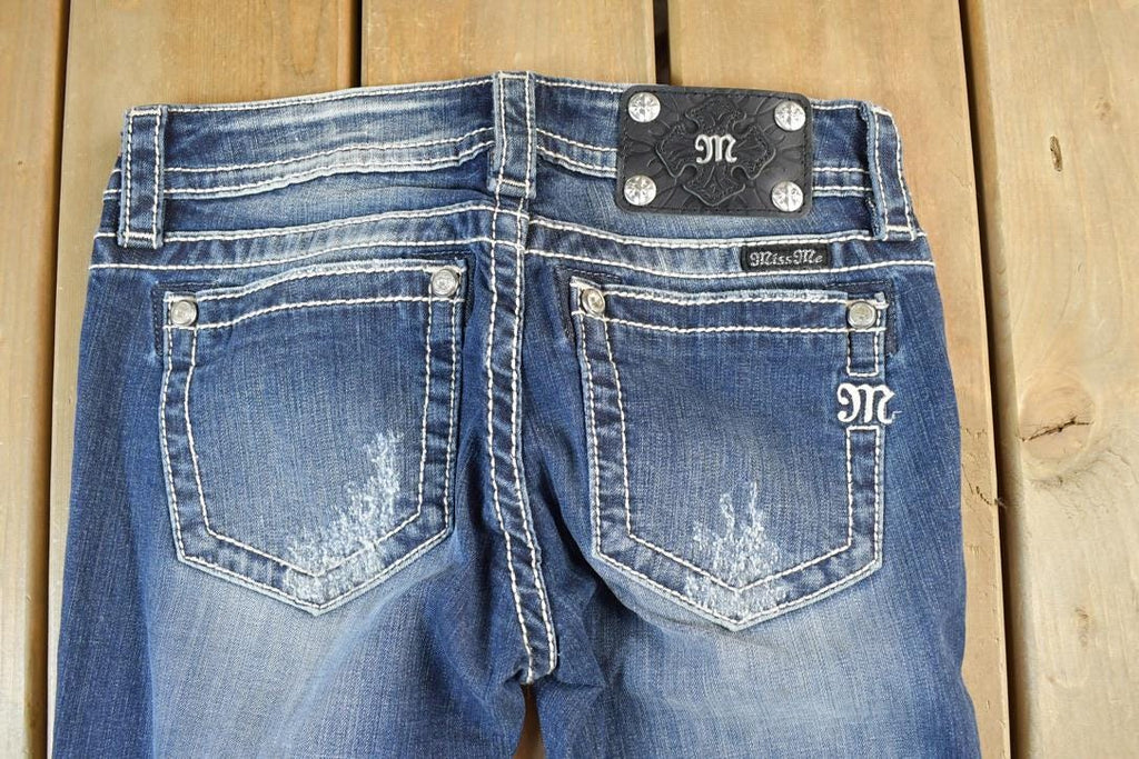 Vintage Y2K Miss Me Skinny Bedazzled Low Rise Jeans Size 26x31