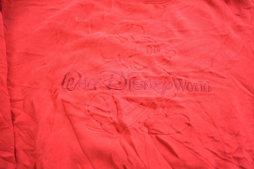 Vintage 1990s Walt Disney World Mickey Mouse Red on Red Embroidered Disney Crewneck