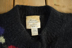 Vintage 1990s Hand Knitted Mohair Knit Cardigan Sweater Women's Large