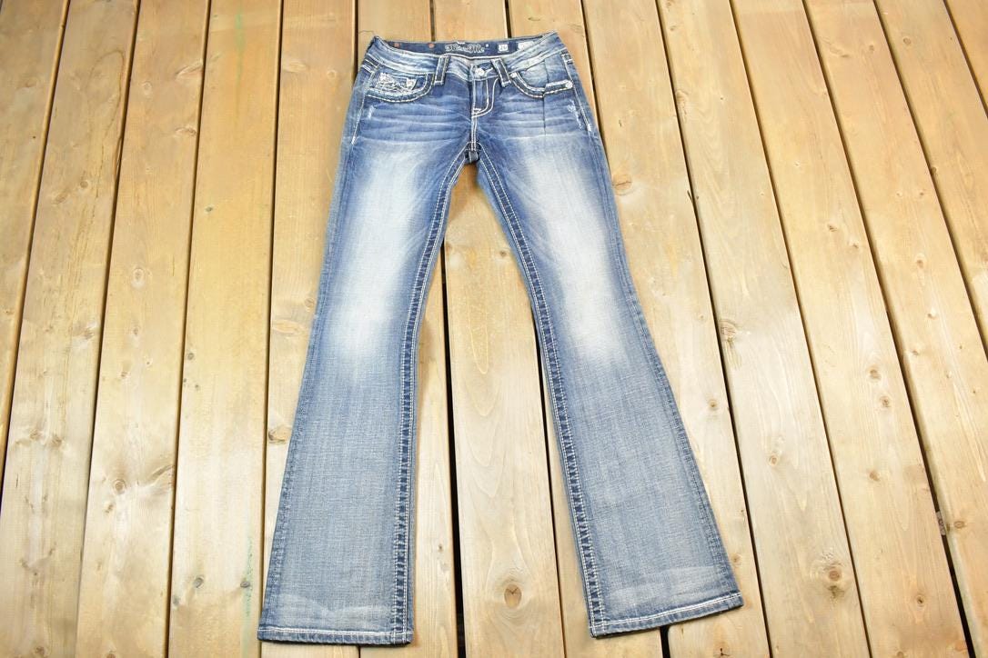 Vintage Y2K Miss Me Bedazzled Low Rise Jeans Size 26x31