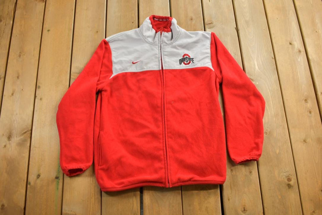 Vintage 1990s Ohio State University Buckeyes Collegiate Zip Up Nike Fleece Sweater