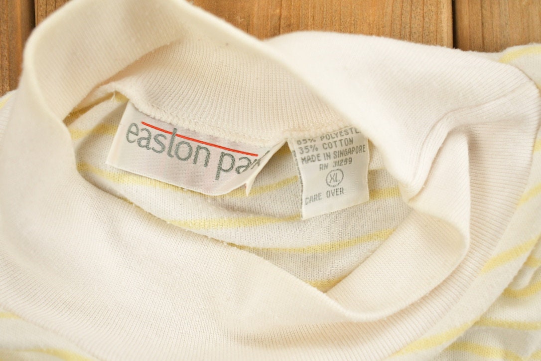 Vintage 1990s Striped Mock Neck T Shirt