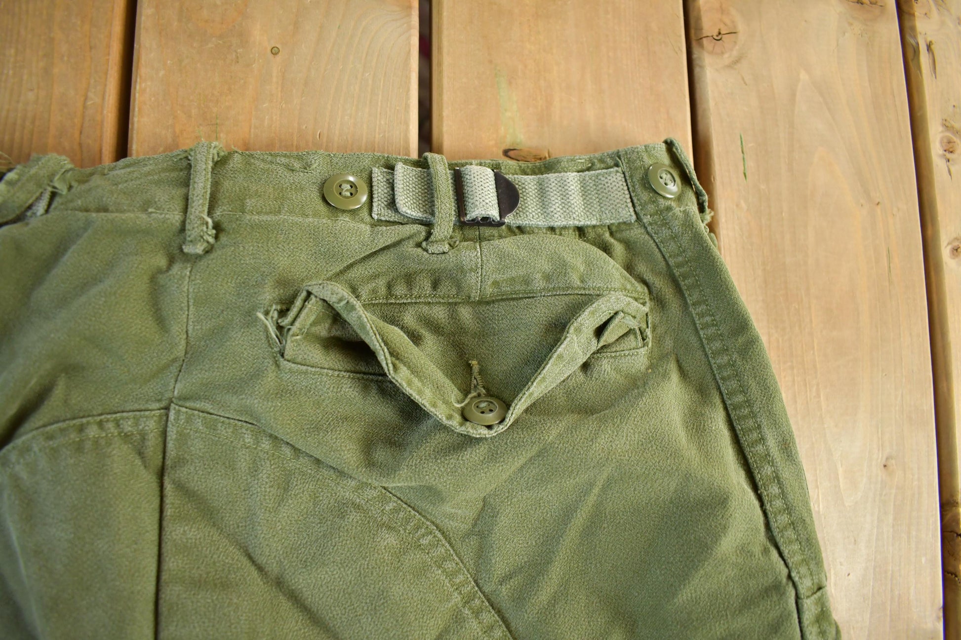 Vintage 1967 Military OG-107 Sateen Combat Cargo Fatigue Pants Size 34 x 30