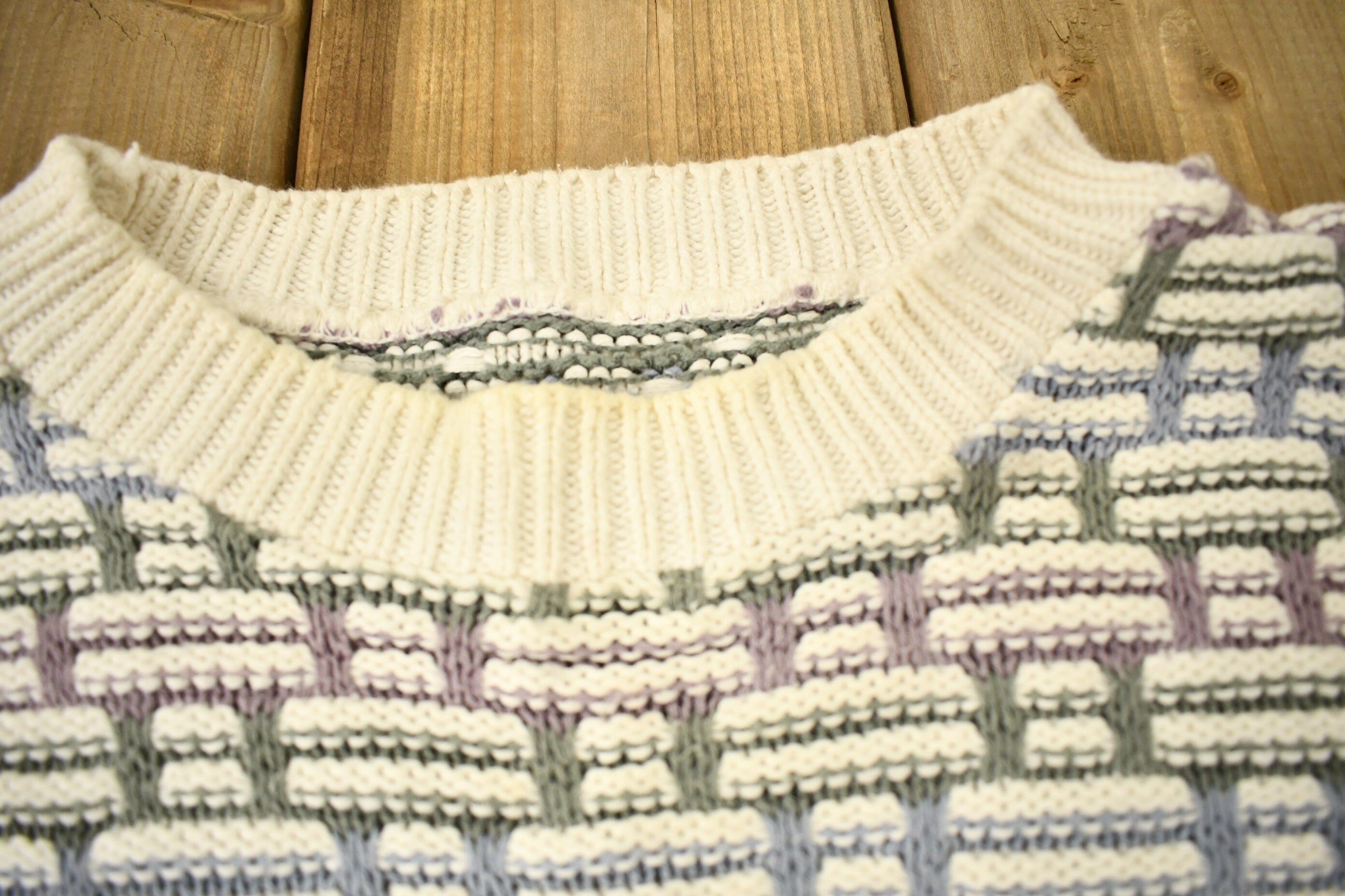 Vintage 1990s 3D Cable Knit Crewneck Sweater