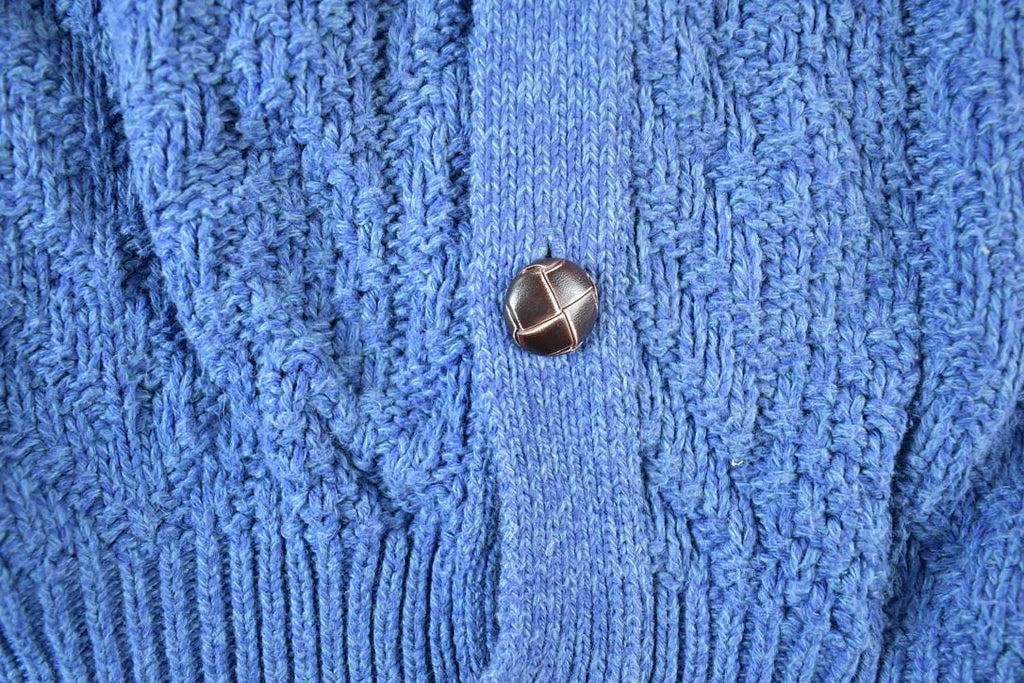 Vintage 1990s Van Heusen Cable Knit Perfect Mild Distress Cardigan Sweater Made In USA