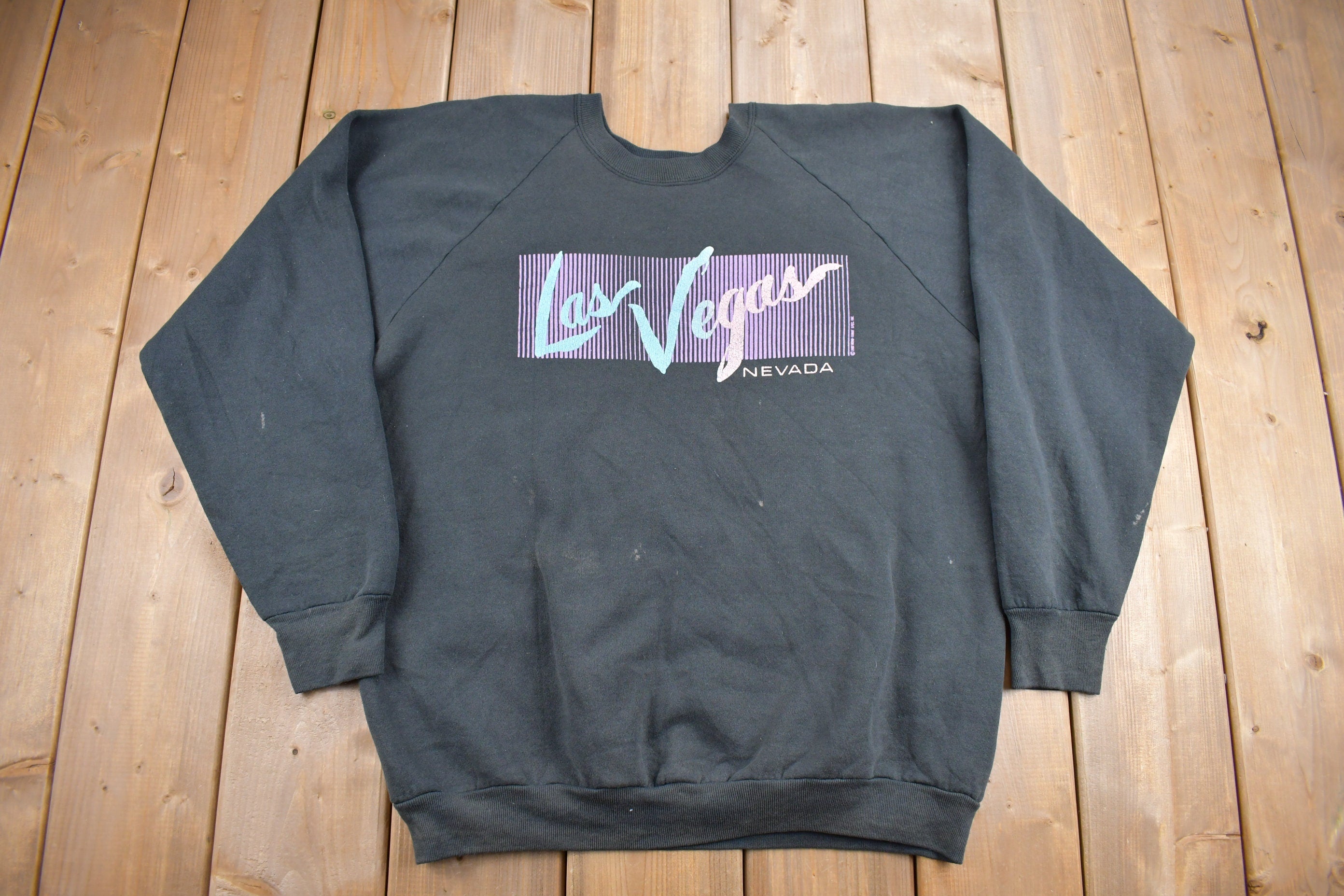 Vintage 1997 Las Vegas Nevada Raglan Graphic Crewneck Sweatshirt