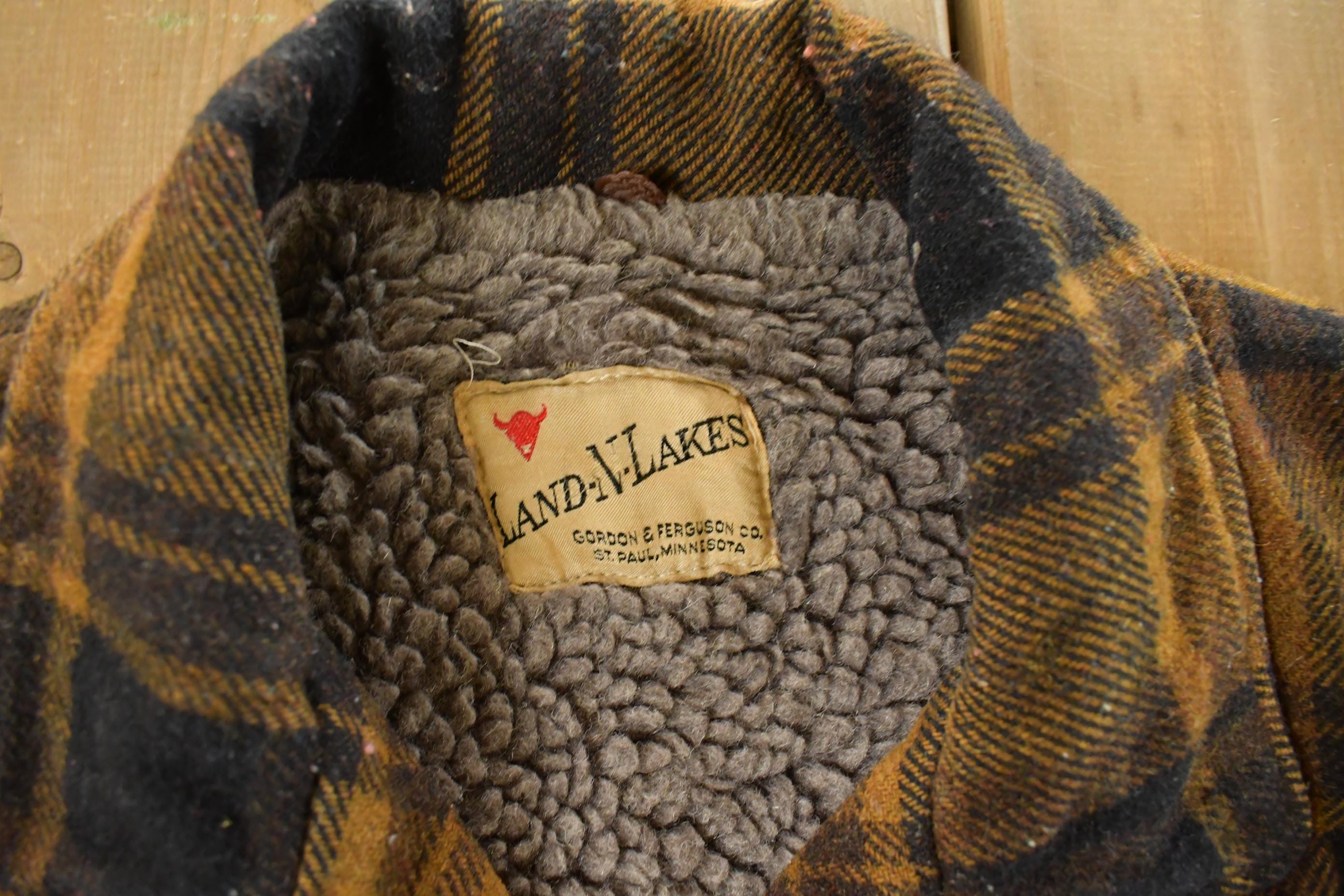 Vintage 1990s Land N Lakes Sherpa Lined Flannel Jacket Men's Large