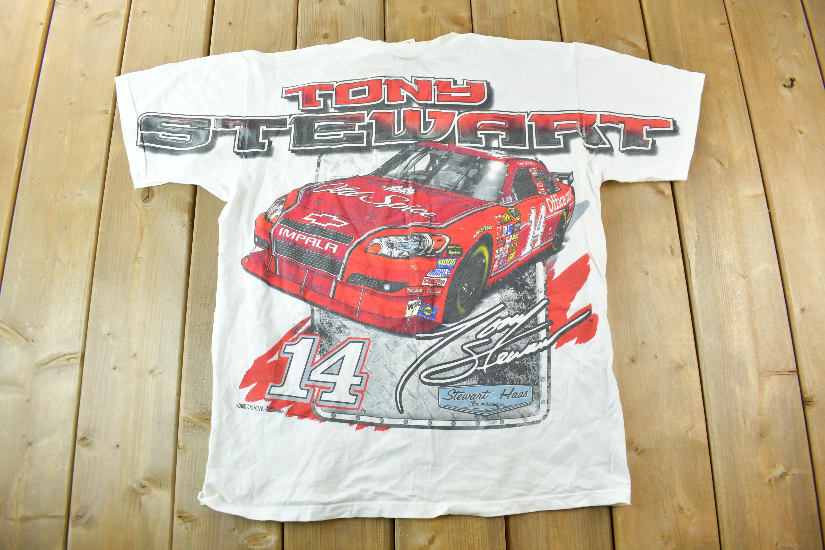 Vintage Y2K Tony Stewart All Over Print NASCAR Racing T-Shirt