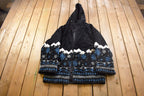 Vintage 1990s Snowcapped Mountains Winter Themed All Over Zip Up Fleece Sweater