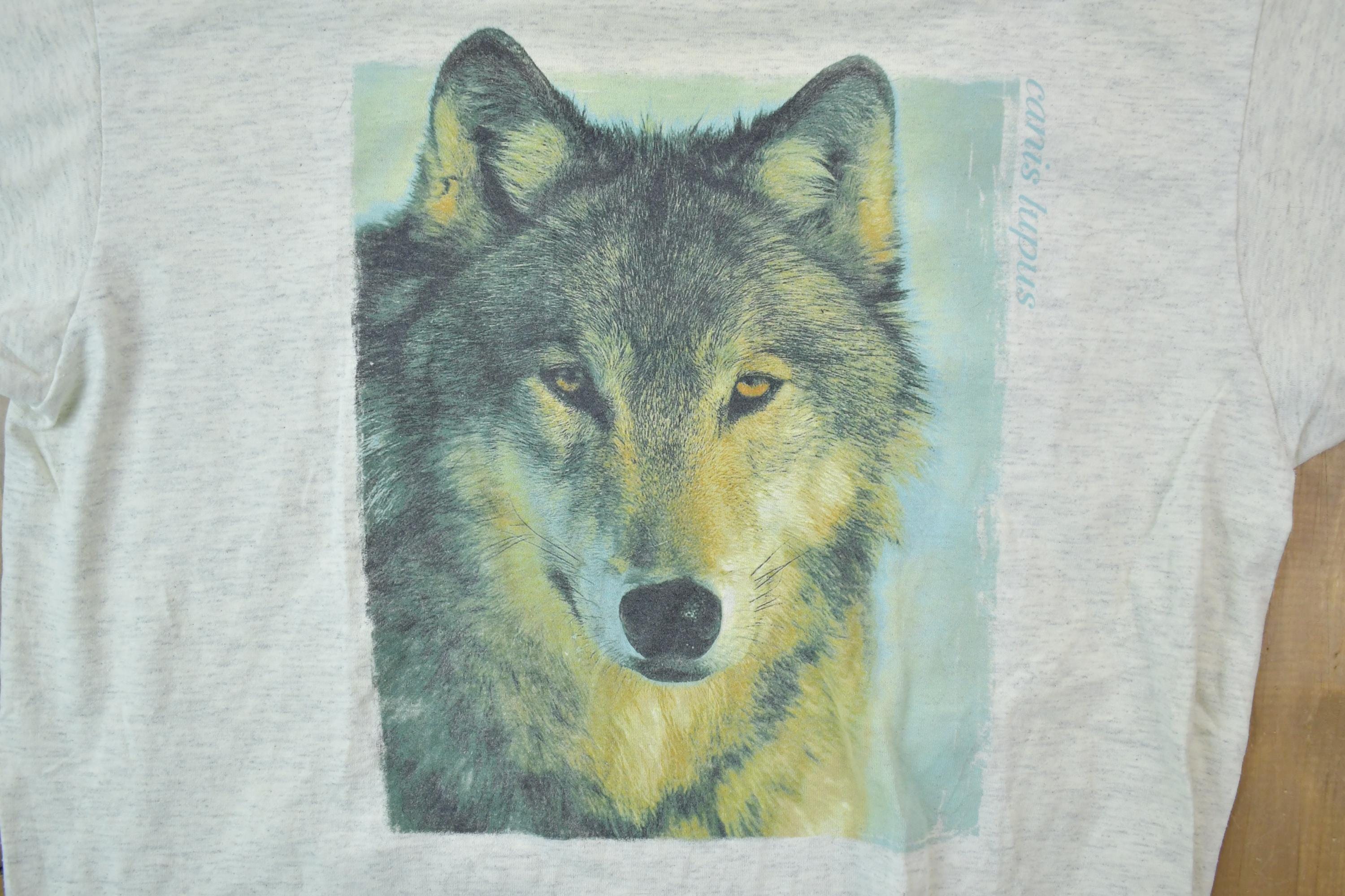 Vintage 1990s Hum Eur Wolf Face Graphic T-Shirt