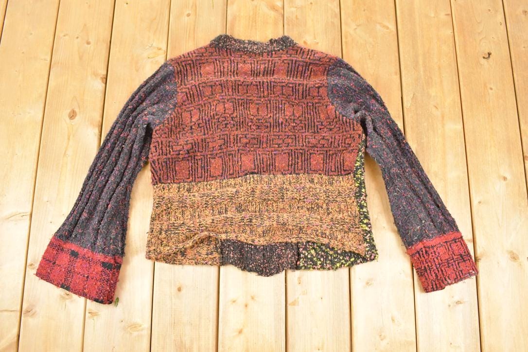Vintage 1990s Curio Abstract Knit Cardigan Sweater Women's L