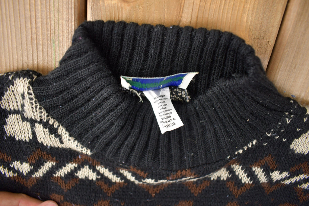 Vintage 1990s Separate Issue Teddy Bear Theme Knit Mockneck Sweater Size Large