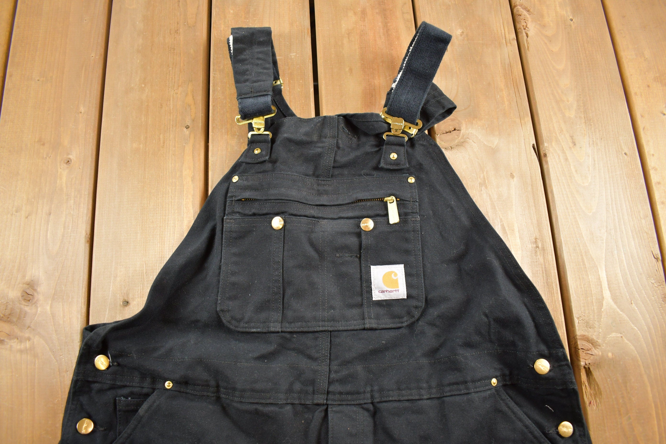Vintage 1990s Carhartt Double Knee Quilted Canvas Overalls Size 45 x 30