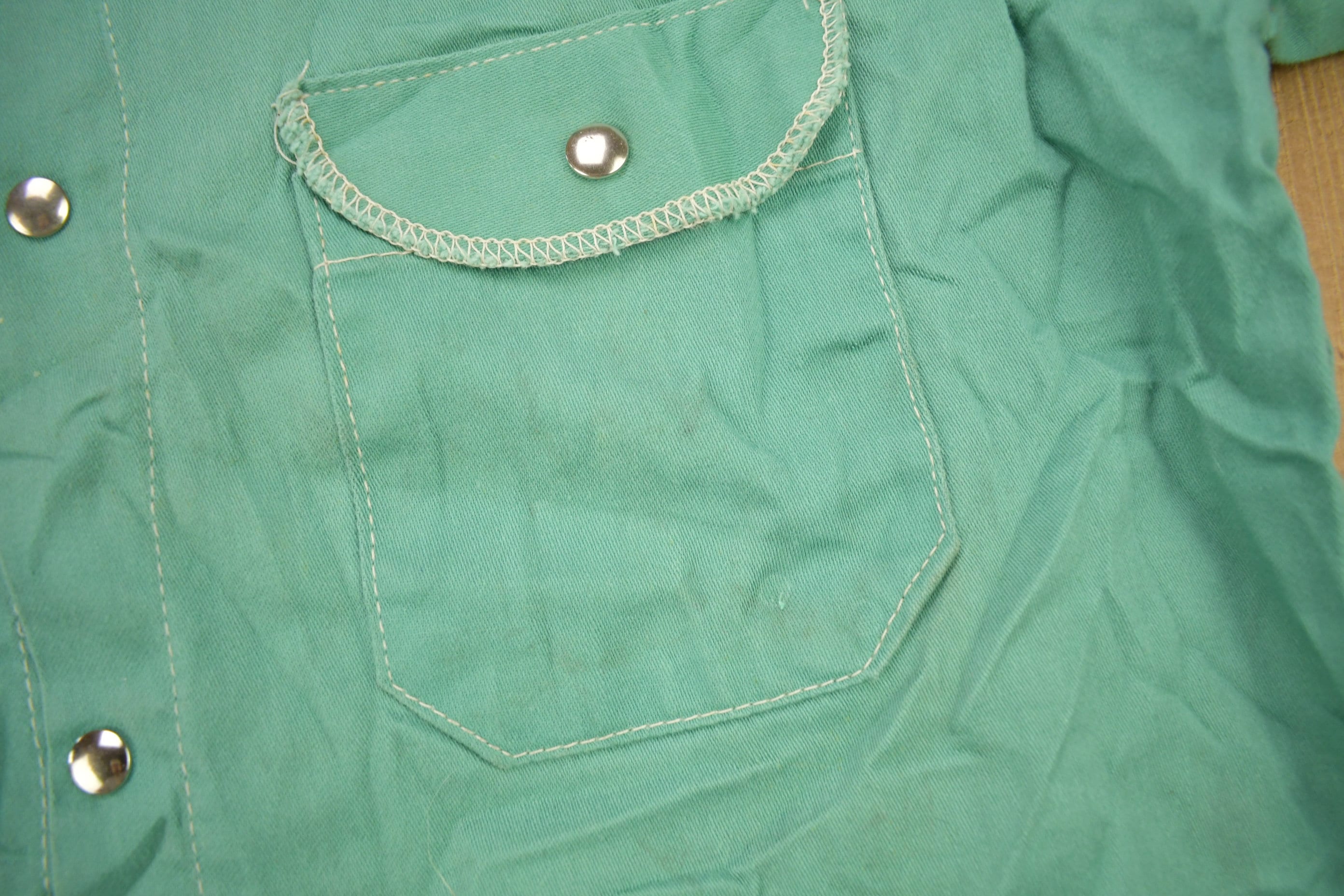 Vintage 1980s Steel Grip Blank Turquoise Button Up Shirt
