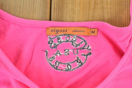Women Vintage Vigoss Y2K Long Sleeve T-Shirt / Vigoss Grunge Skull Print / Contrast Stitch / Internet Famous Clothing / Over Dyed