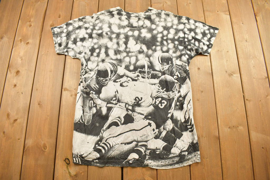 Vintage 1990s Cleveland Browns NFL All Over Print Graphic T-Shirt