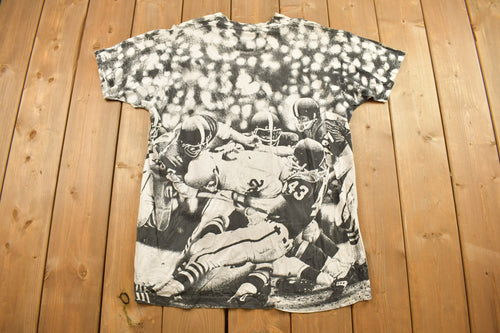 Vintage 1990s Cleveland Browns NFL All Over Print Graphic T-Shirt / Made In USA / Single Stitch / NFL / 90s Streetwear / Sportswear