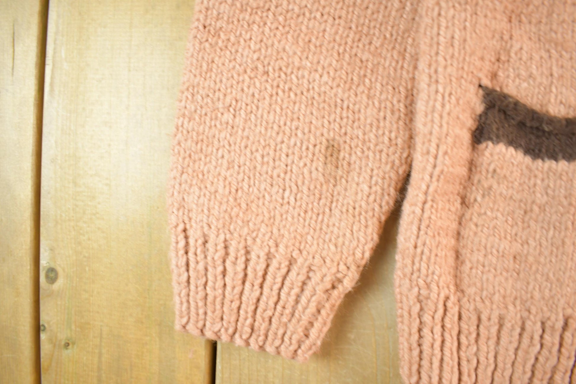 Vintage 1960s Cowichan Hand Knit Shawl Collar Zip Up Sweater Women's Medium