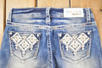 Vintage Deadstock Y2K Grace In LA Bedazzled Bootcut Aztec Low Rise Jeans Women's Size 27 x 32
