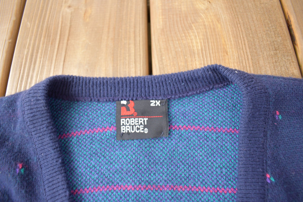 Vintage 1980s Robert Bruce Knit V Neck Sweater