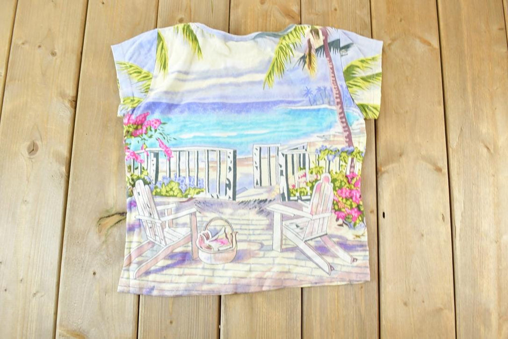 Vintage 1990s Neon Beach AOP Single Stitch T-Shirt